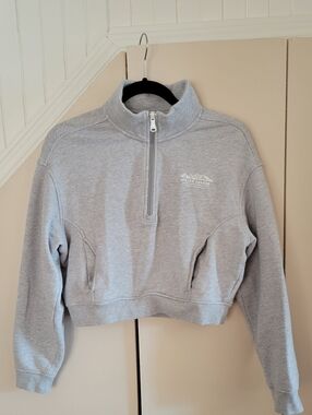 Pajar Cropped Sweatshirt Quarter Zip Grey Size Small